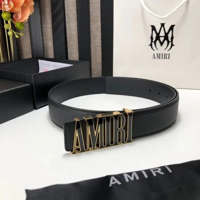 Amiri Logo Belt Gold Logo