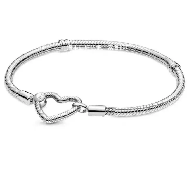 Pandora Heart Snake Chain Bracelet Sterling Silver
