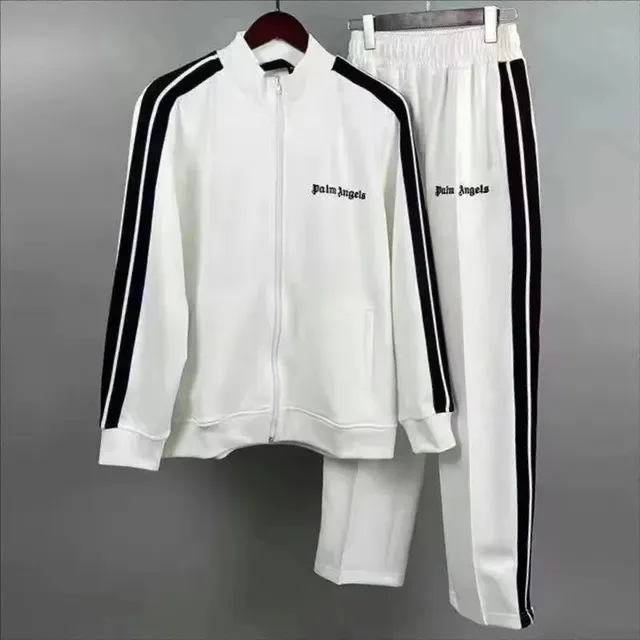 Palm Angels Track Suit White with Black Stripes