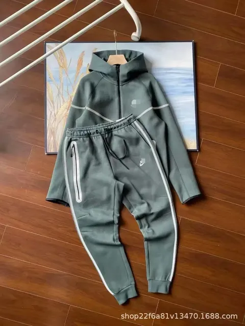 Nike Tech Fleece Hoodie and Joggers Olive Grey