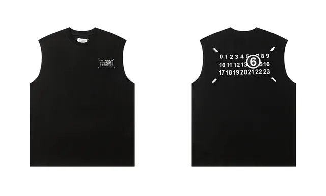 Maison Margiela Sleeveless Tee Numbered Logo Print
