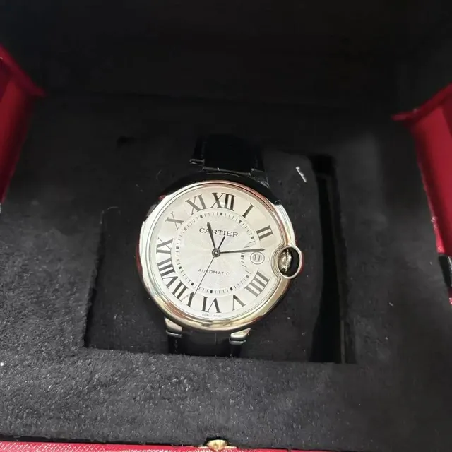 Ballon Bleu de Cartier Silver Dial Black Leather Strap