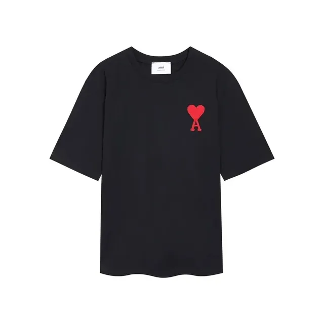 AMI Paris Heart Logo T-Shirt Red Heart A