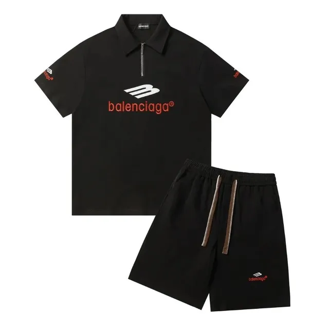Balenciaga Polo & Shorts Set Black Logo