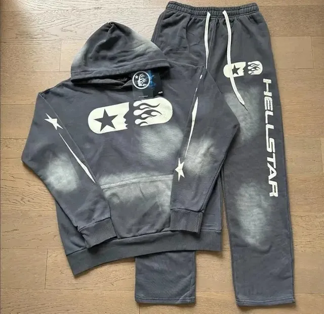 Hellstar Hoodie and Joggers Set Star Flame Print