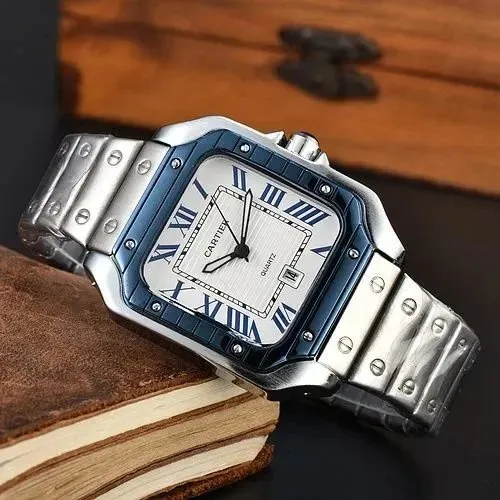 Santos de Cartier Steel and Blue Accents