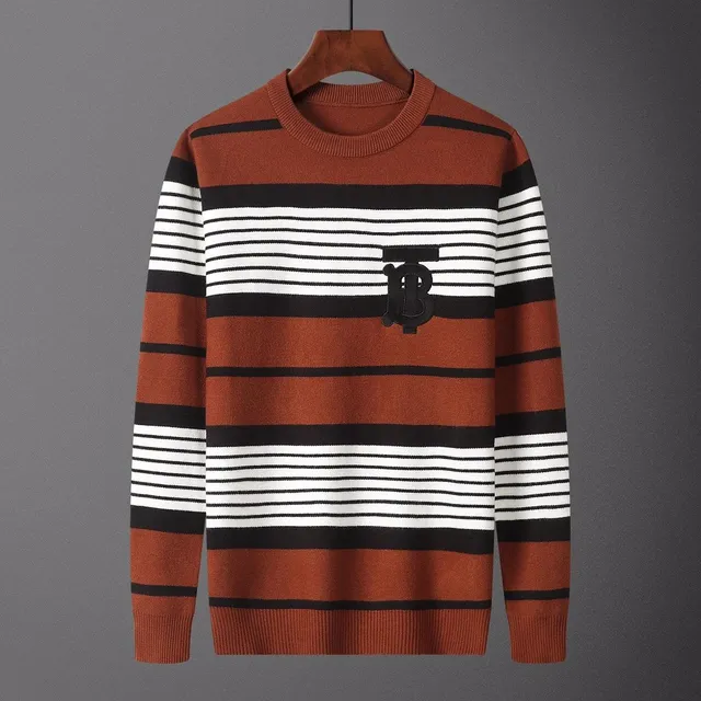 Burberry Striped Knit Sweater Monogram Patch