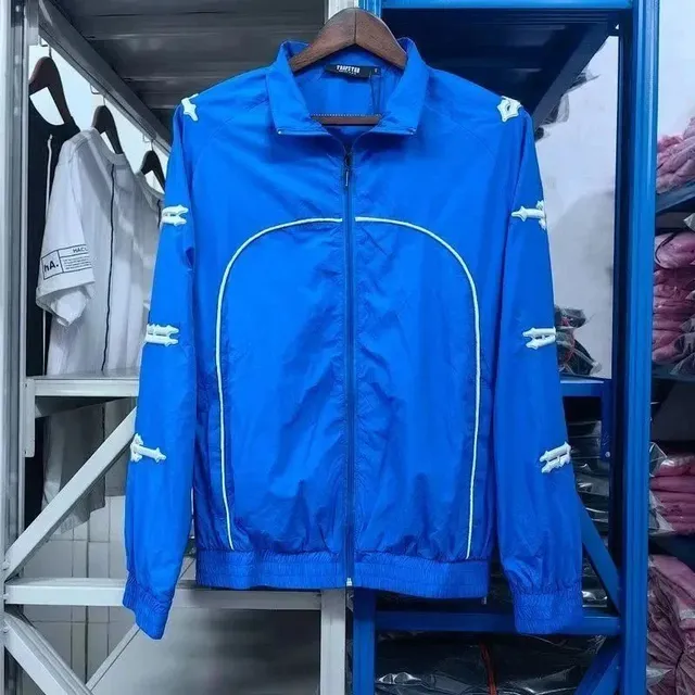Travis Scott Windbreaker Jacket Blue with White Zip-Tie Details