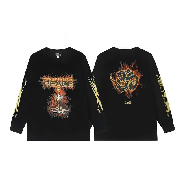 Hellstar Long Sleeve Tee Flame Om Skeleton