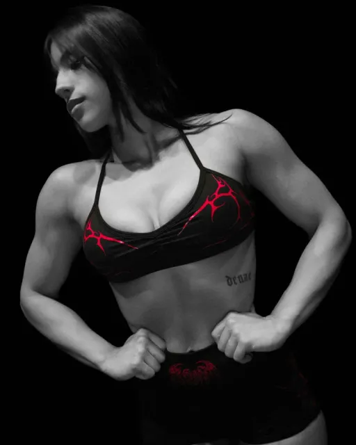 Sports Bra and Shorts Set Red Graphic Print