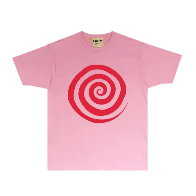 Gallery Dept. Spiral Graphic Tee Pink with Red Spiral Print