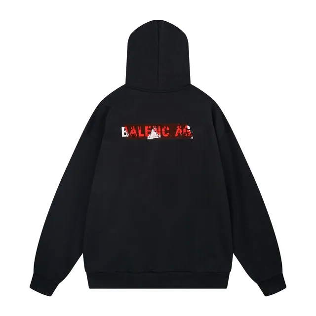 Balenciaga Hooded Sweatshirt Distressed Logo Print