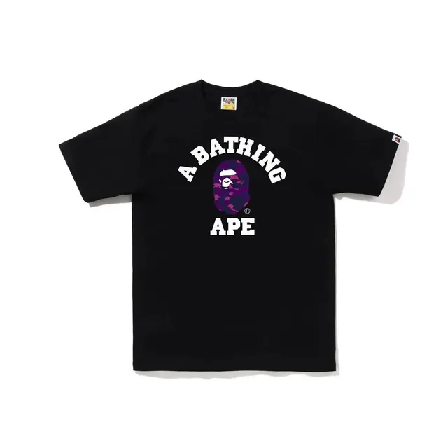 BAPE College Tee Purple Camo Ape Head