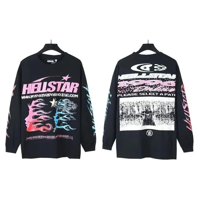 Hellstar Long Sleeve Graphic Tee Flame Face Print