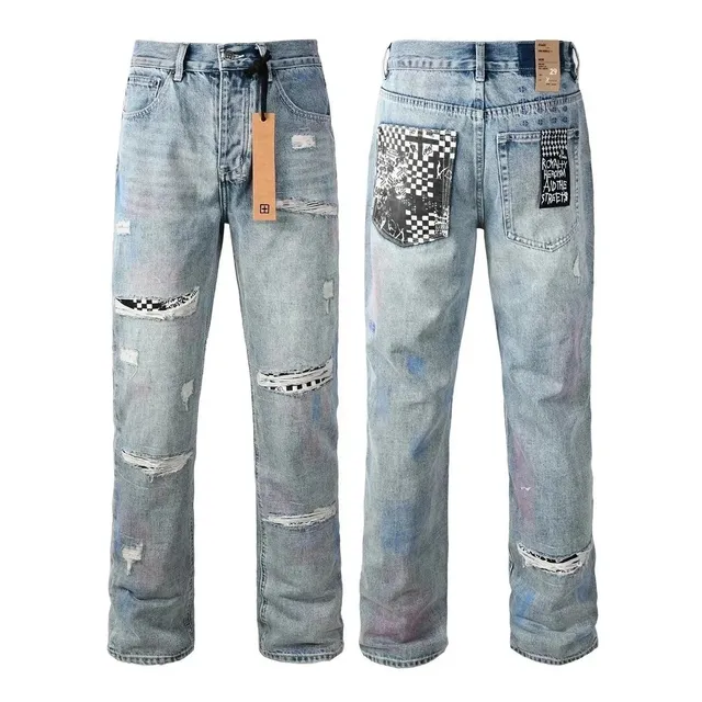 Levi's × Corteiz 501 Straight Fit Distressed Checkerboard Patch