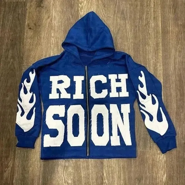 Richard Mille Zip-Up Hoodie Rich Soon Flame Print