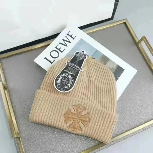 Chrome Hearts Cross Beanie Ribbed Knit with Leather Cross