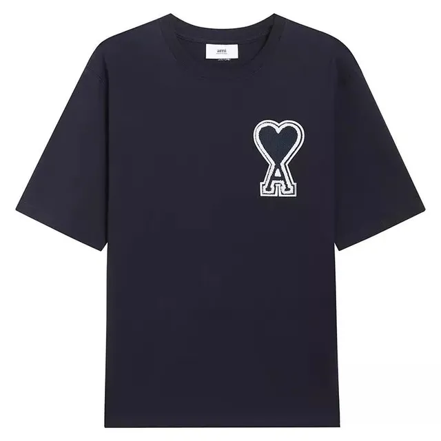 AMI Paris Heart Logo T-Shirt Embroidered Heart A
