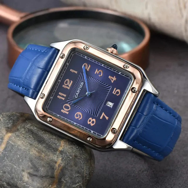 Cartier Santos-Dumont Blue Dial with Rose Gold Accents