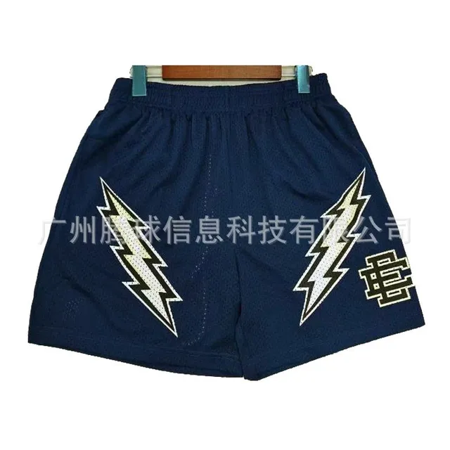 Mesh Shorts Lightning Bolt Print