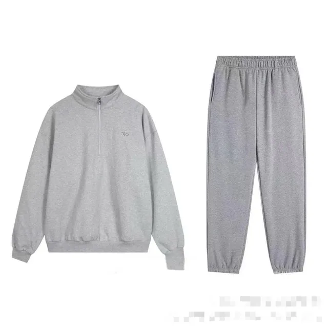 灰色半拉链束脚-套装(升级版本,尺码:S-XL)