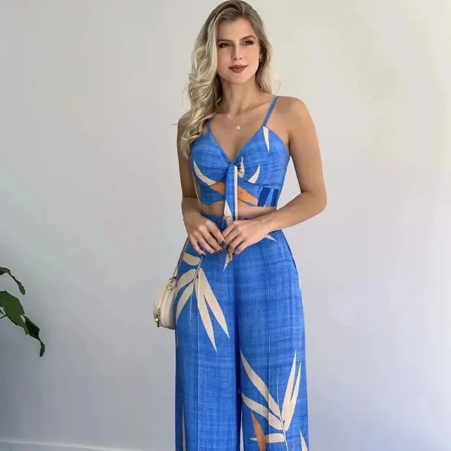 Two-Piece Set Tropical Leaf Print
