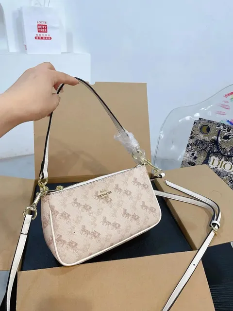 Coach Shoulder Bag Horse and Carriage Print