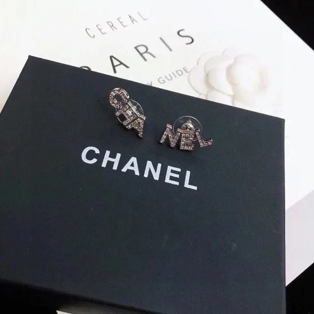 Chanel CC Logo Earrings Crystal-Embellished