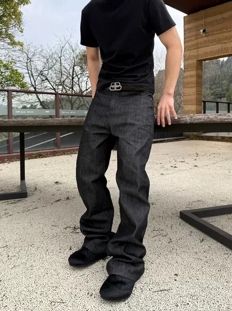 Balenciaga Straight Fit Jeans Black Raw Denim