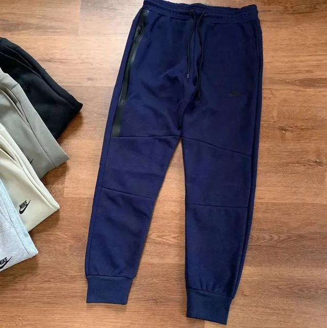 Nike Tech Fleece Joggers Navy with Black Tape
