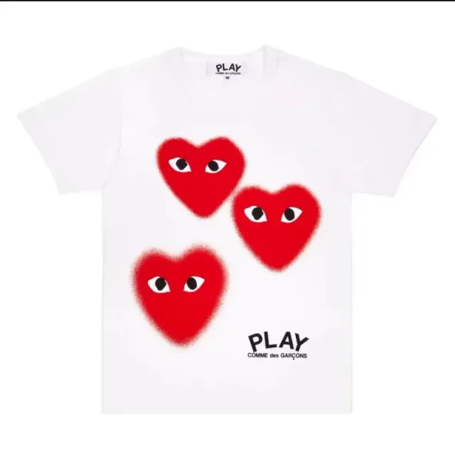 Comme des Garçons Heart Print T-Shirt Three Hearts
