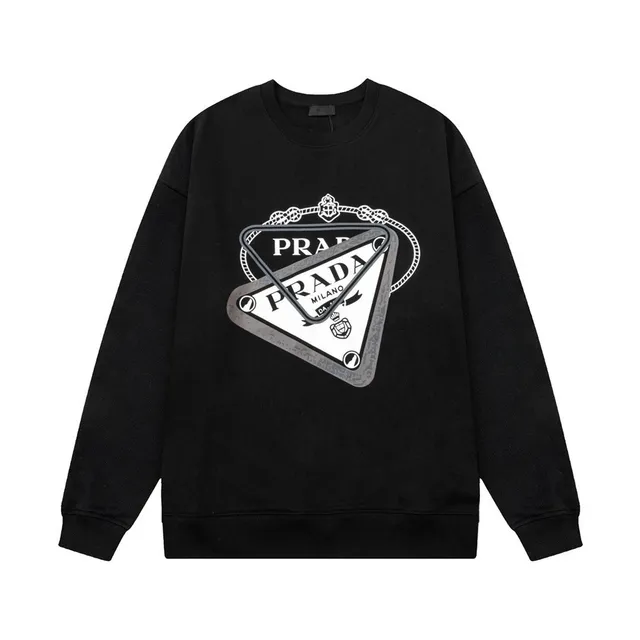 Prada Crewneck Sweatshirt Triangle Logo Print