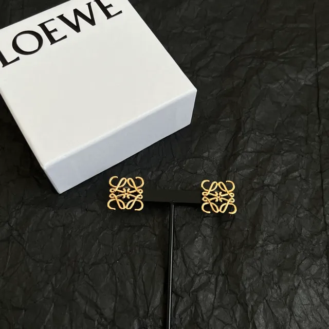 Loewe Anagram Earrings Gold Tone