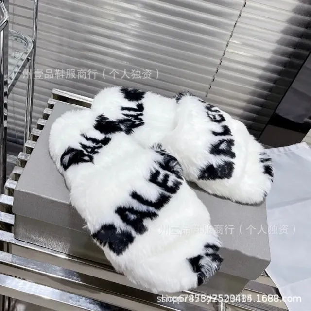 Balenciaga Speed Trainer Slides Furry Logo