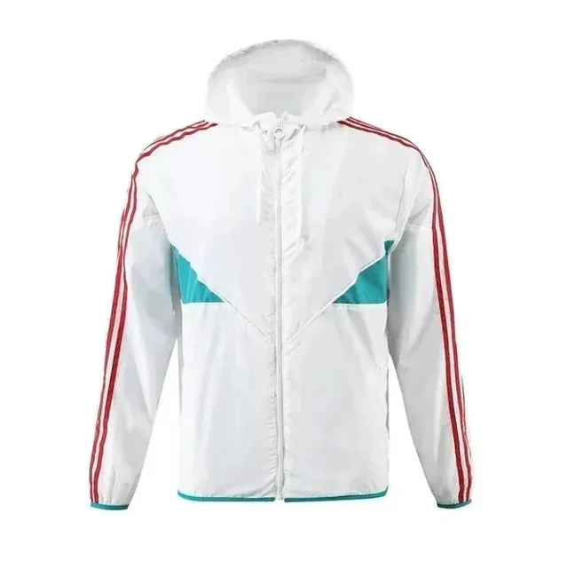 Adidas Windbreaker Jacket White with Red Stripes and Teal Panels