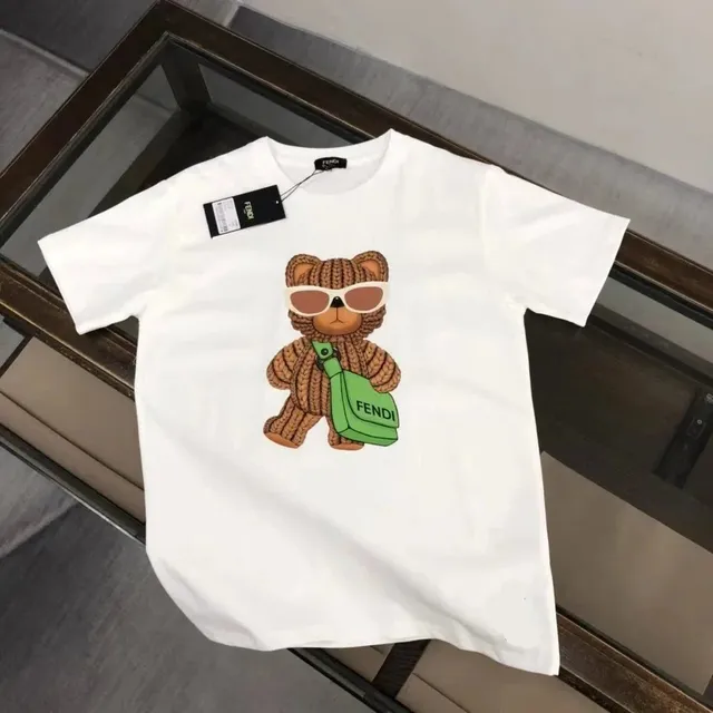 Fendi Bear Graphic Tee Knit Bear with Sunglasses and Bag