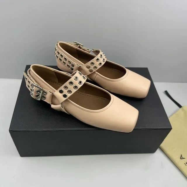 Prada Mary Jane Loafers Studded Strap