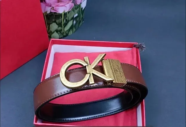 Calvin Klein CK Logo Belt Brass Buckle