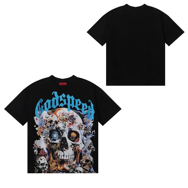 Godspeed Graphic Tee Skull and Floral Print