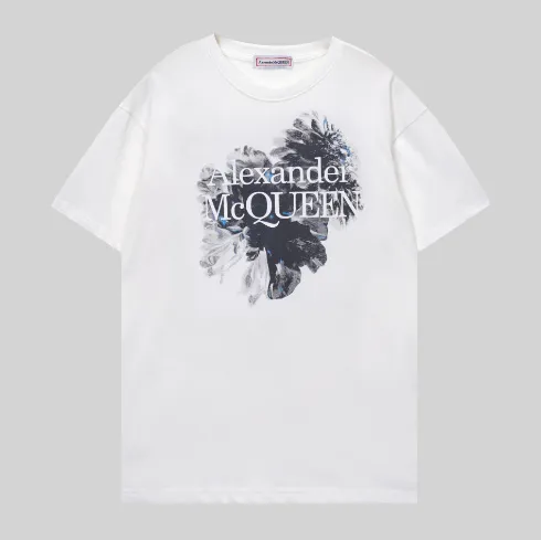 Alexander McQueen Graphic T-Shirt Floral Logo Print