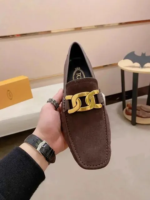Double T Loafer Suede with Gold Buckle