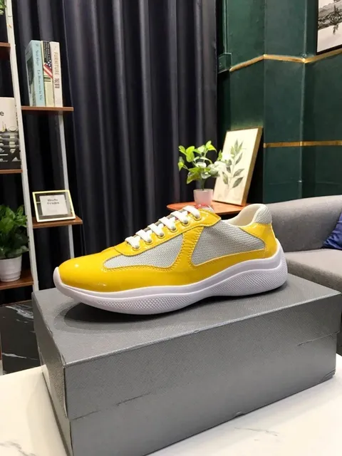 Prada Linea Rossa Sneaker Yellow Mesh and Patent Leather