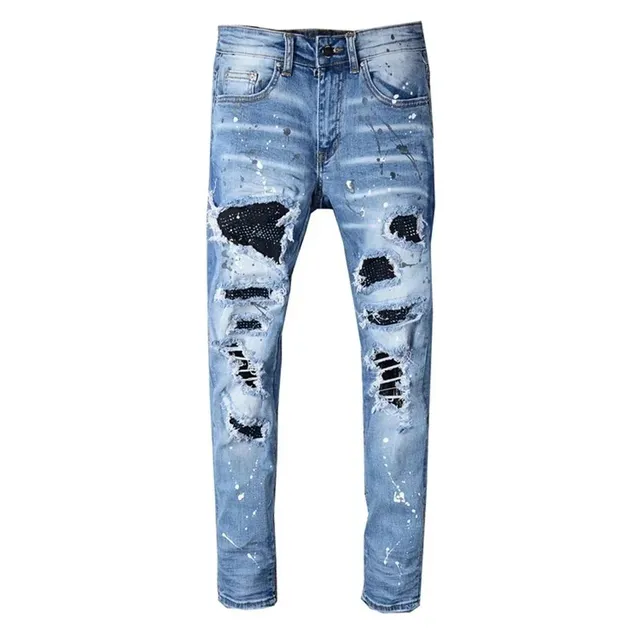 Distressed Jeans Paint-Splatter Ripped