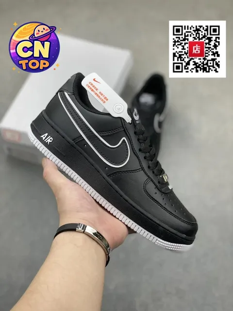 Nike Air Force 1 Low Triple Black with White Swoosh