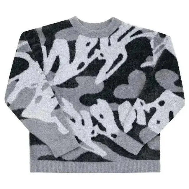 Weyz Knit Sweater Abstract Camo Print