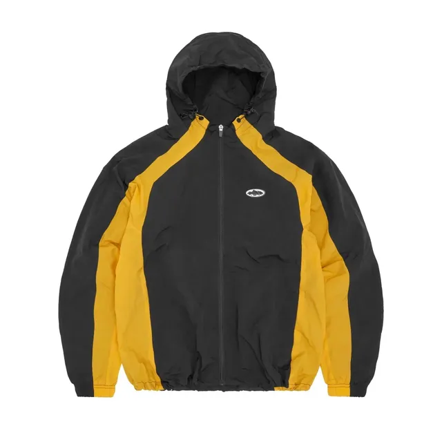Corteiz Hooded Windbreaker Black Yellow Panel