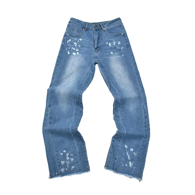 Levi's Straight Leg Jeans Distressed Paint-Splatter