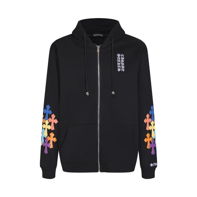 Chrome Hearts Zip-Up Hoodie Multicolor Cross Print