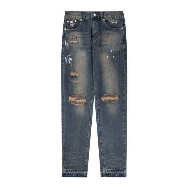 Distressed Jeans Ripped and Paint-Splattered
