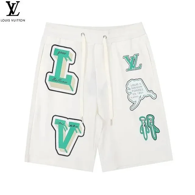 Louis Vuitton Printed Shorts Green Logo Appliqué